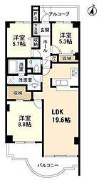 ブロンズストーン宇田川 3LDKの間取図画像