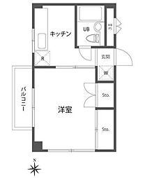 ウモーレ 1Kの間取図画像