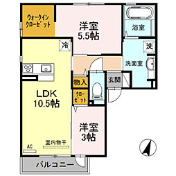 ラフィーネ徳庵 2LDKの間取図画像