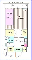 ラフィーネ学生マンション 4階ワンルームの間取り