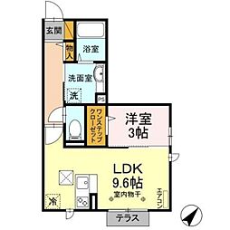 ベイリーフ 1階1LDKの間取り