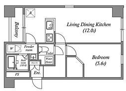 オーパスホームズ八丁堀 6階1LDKの間取り