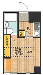 上野イースト 1階ワンルームの間取り