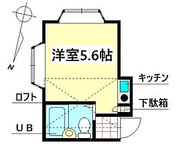 ベルメゾン福井II 2階ワンルームの間取り