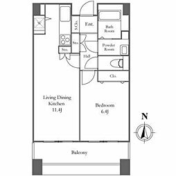 リバーシティ21イーストタワーズ2 24階1LDKの間取り