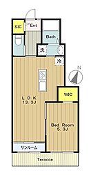 フィオーレ西平山 1階1LDKの間取り