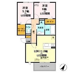 オランジュA 2LDKの間取図画像