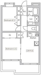 PLENDY HILLS高幡不動1 2階2LDKの間取り