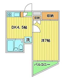 山興弥生町マンション 1階1DKの間取り