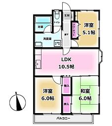 ＳＫマンションＣ棟 3階3LDKの間取り