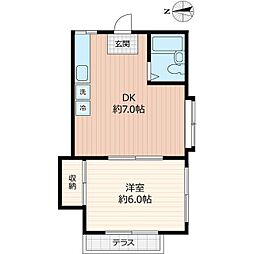 サンライフ四街道 1DKの間取図画像