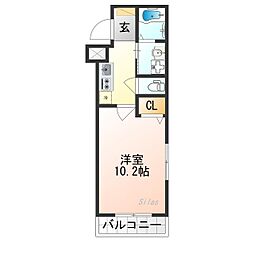 CREST TAPP京都丹波口II 4階1Kの間取り