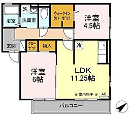メゾンT 2LDKの間取図画像