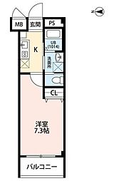 アンプルール フェール ClefII 3階1Kの間取り