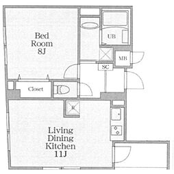 HKビル 5階1LDKの間取り