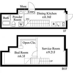 ファーヴァル代々木上原 1階1SDKの間取り