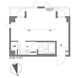 三鈴ハイム 1Kの間取図画像
