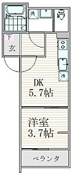 フォーサイト千葉寺 1DKの間取図画像