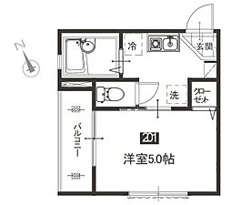 メルディア鹿島田 1Kの間取図画像
