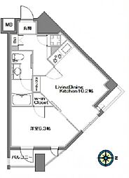 パレステュディオ 九段北の丸 4階1LDKの間取り
