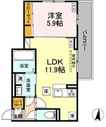 マーリエIII1 1LDKの間取図画像