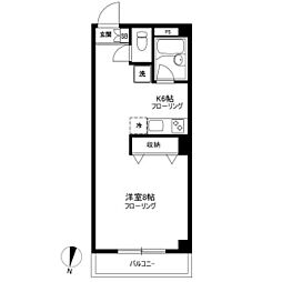 池上ネオハイム 1Kの間取図画像