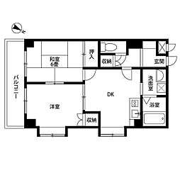 プリメールマンション 2階2DKの間取り