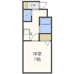 VEGA大濠1 1Kの間取図画像