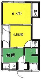 磯正荘 2Kの間取図画像