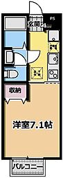 N・Sコーポ-B 1Kの間取図画像