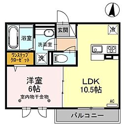 ロイジェントパークス レイクタウン  III Ｃ 2階1LDKの間取り