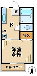 サニーサイド南大沢Ａ棟 1階1DKの間取り