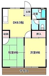 アーバンフォレストファイブ 2DKの間取図画像