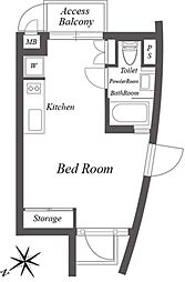コートモデリア六本木 2階ワンルームの間取り