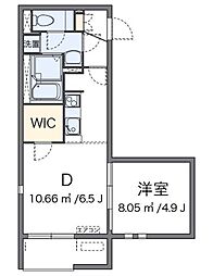 ミランダフェリス 1階1DKの間取り