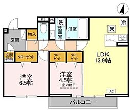 プレジール 1階2LDKの間取り