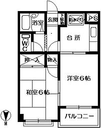 リバーサイドハイツ 2Kの間取図画像