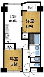 サンフレアサクマ15 12階2LDKの間取り