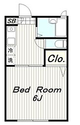 ハイビスカス 2階1Kの間取り