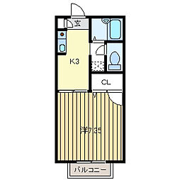 ルミエール 1階1Kの間取り