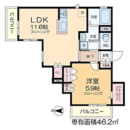 ユアスペース青戸 1LDKの間取図画像