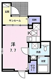 SK南太田 B棟 1階1Kの間取り