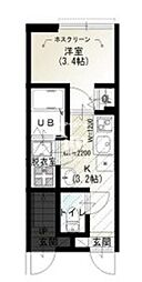 東急大井町線 荏原町駅 徒歩6分の賃貸アパート 1階ワンルームの間取り