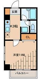 大和商住ビル 3階1Kの間取り