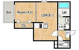 ジーメゾン拝島 1LDKの間取図画像