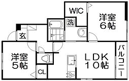 クラール倉治C 2LDKの間取図画像