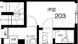 ＡＰＴ西新井 2階1Kの間取り