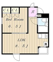 カメリア・調布 1LDKの間取図画像