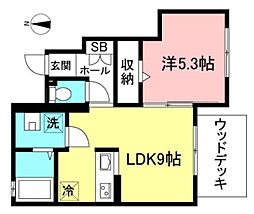 マメゾン 1階1LDKの間取り