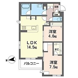 コモド稲田堤2 2LDKの間取図画像